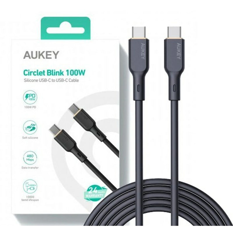 Cavo USB-C con USB-C Aukey CB-SCC101 Nero 1 m-0