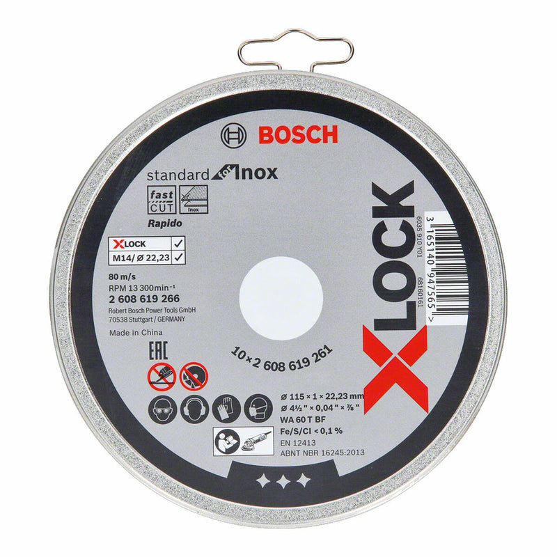 Disco da taglio BOSCH X-Lock Standard 2608619266 Ø 11,5 cm (10 Unità)-0