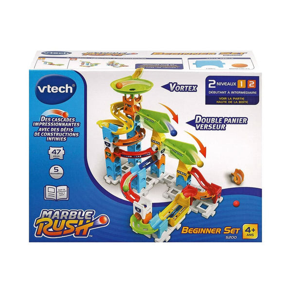 Set di Biglie Vtech Marble Rush Marble Run - Beginner Set Circuito + 4 Anni Pista con Rampe 47 Pezzi-0