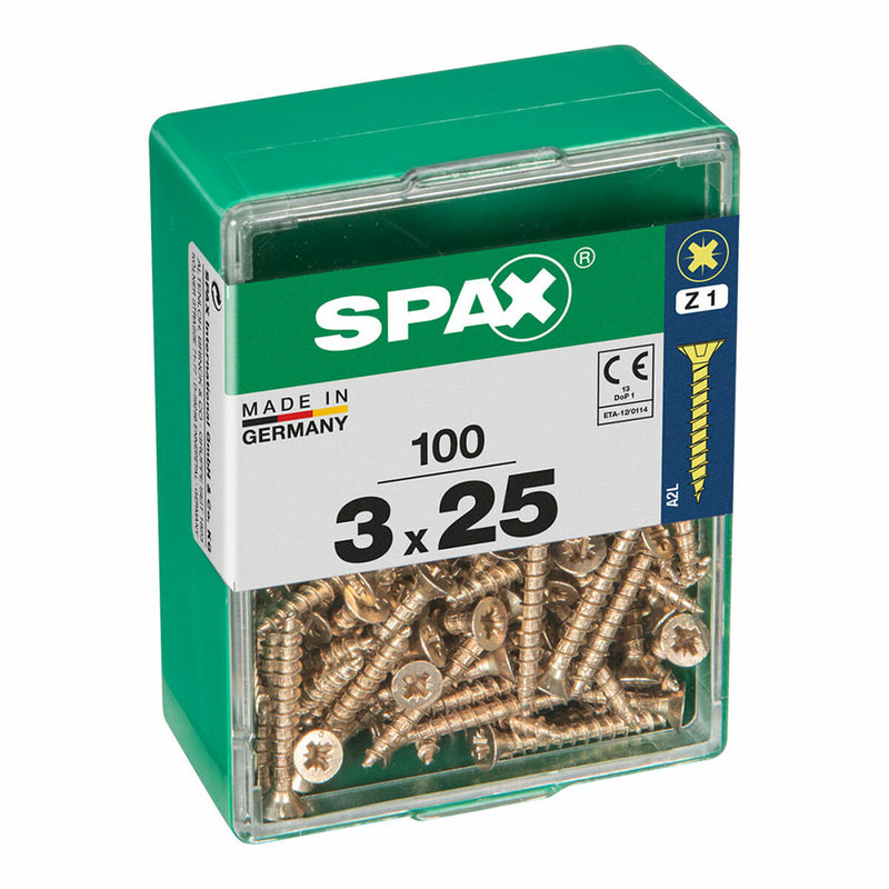 Scatola a viti SPAX Vite per legno Testa piatta (3,0 x 25 mm)-0