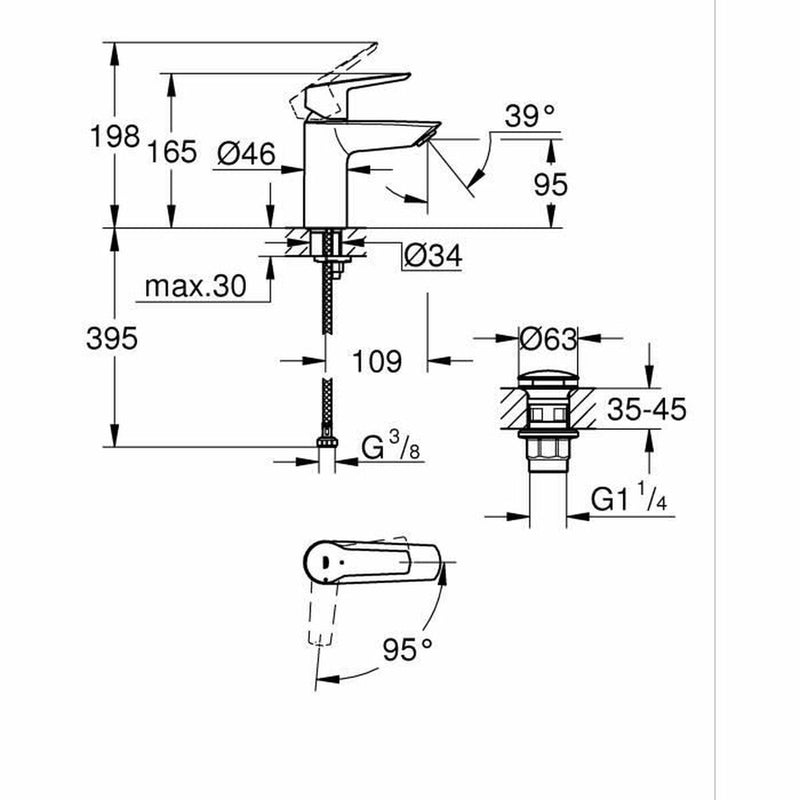 Rubinetto Monocomando Grohe Start S Nero opaco Metallo-1