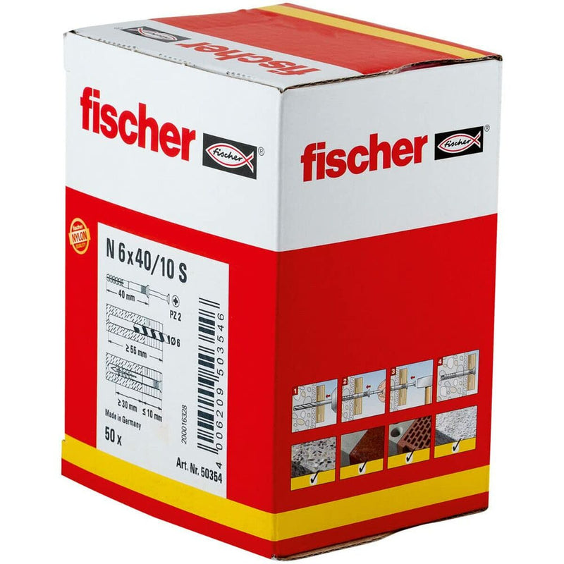 Dadi e viti Fischer 50354 6 x 40 mm / 10 Svasata (50 Unità)-1