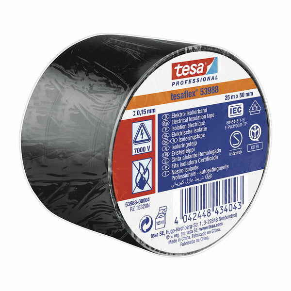 Nastro isolante TESA Nero Bianco PVC (25 m x 50 mm)-0