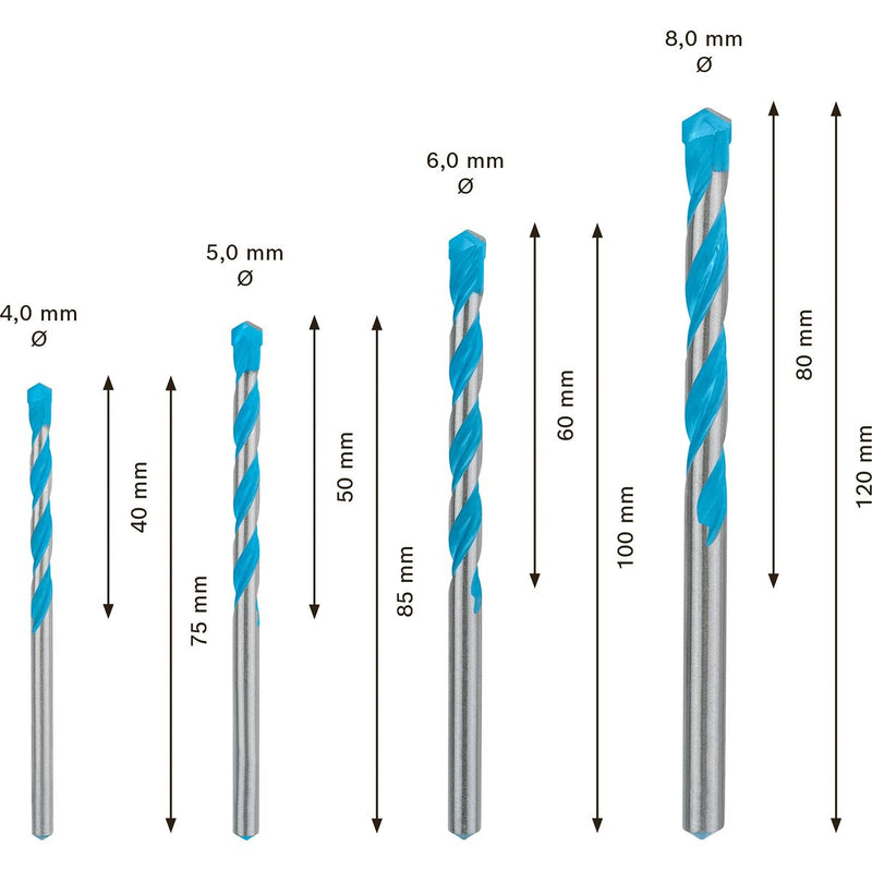 Set di trapani BOSCH Expert CYL-9 Multiconstruction Ø 4 mm Ø 5 mm Ø 6 mm Ø 8 mm 4 Pezzi-2