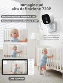 GHB Baby Monitor Video e Audio 5" 720P HD Telecamera Bambini con Schermo IPS 5000mAh VOX Visione Notturna Rilevamento della Temperatura GHB