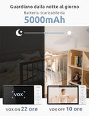 GHB Baby Monitor Video e Audio 5" 720P HD Telecamera Bambini con Schermo IPS 5000mAh VOX Visione Notturna Rilevamento della Temperatura GHB