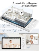 GHB Baby Monitor Video e Audio 5" 720P HD Telecamera Bambini con Schermo IPS 5000mAh VOX Visione Notturna Rilevamento della Temperatura GHB