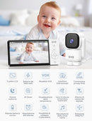 GHB Baby Monitor Video e Audio 5'' 720HD IPS 5000mAh Schermo, 350° Telecamera Rotante, Rilevamento della Temperatura, Interfono Bidirezionale, VOX, Visione Notturna, Ninne Nanne GHB