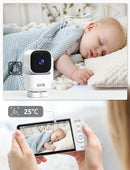 GHB Baby Monitor Video e Audio 5'' 720HD IPS 5000mAh Schermo, 350° Telecamera Rotante, Rilevamento della Temperatura, Interfono Bidirezionale, VOX, Visione Notturna, Ninne Nanne GHB