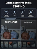 GHB Baby Monitor Video e Audio 5" 720P HD Telecamera Bambini con Schermo IPS 5000mAh VOX Visione Notturna Rilevamento della Temperatura GHB