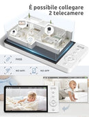 GHB Baby Monitor Video e Audio 5'' 720HD IPS 5000mAh Schermo, 350° Telecamera Rotante, Rilevamento della Temperatura, Interfono Bidirezionale, VOX, Visione Notturna, Ninne Nanne GHB