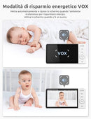 GHB Baby Monitor Video e Audio 5'' 720HD IPS 5000mAh Schermo, 350° Telecamera Rotante, Rilevamento della Temperatura, Interfono Bidirezionale, VOX, Visione Notturna, Ninne Nanne GHB