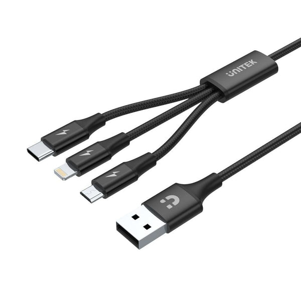 Cavo da USB a Micro USB, USB-C e Lightning Unitek C14049BK Nero 1,2 m-0