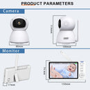 QIAKEFE Babyphone Camera da 5" senza WiFi 2.4G, monitor bambino con telecamera girevole a 350°, visione notturna automatica, citofono bidirezionale, doppia fotocamera, rilevamento della temperatura QIAKEFE