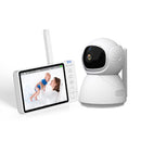 QIAKEFE Babyphone Camera da 5" senza WiFi 2.4G, monitor bambino con telecamera girevole a 350°, visione notturna automatica, citofono bidirezionale, doppia fotocamera, rilevamento della temperatura QIAKEFE