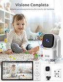GHB Baby Monitor Video e Audio 5'' 720HD IPS 5000mAh Schermo, 350° Telecamera Rotante, Rilevamento della Temperatura, Interfono Bidirezionale, VOX, Visione Notturna, Ninne Nanne GHB
