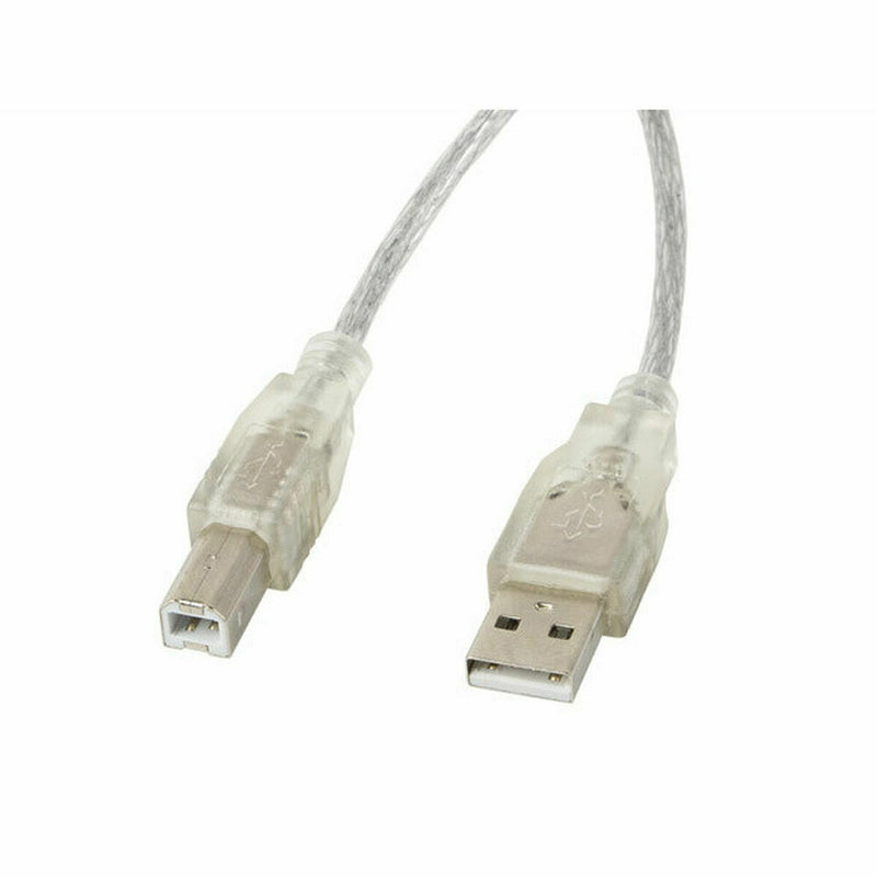 Cavo USB A con USB B Lanberg CA-USBA-12CC-0018-TR 1,8 m 480 Mbit/s Bianco Trasparente 1,8 m-0