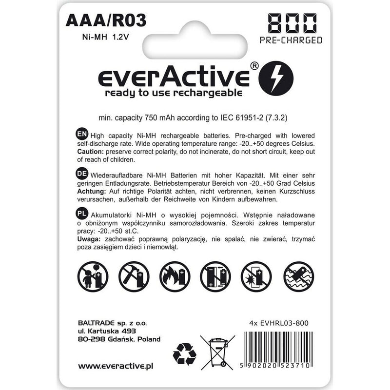 Batterie Ricaricabili EverActive EVHRL03-800 R03 AAA 1,2 V-1