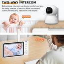 QIAKEFE Babyphone Camera da 5" senza WiFi 2.4G, monitor bambino con telecamera girevole a 350°, visione notturna automatica, citofono bidirezionale, doppia fotocamera, rilevamento della temperatura QIAKEFE