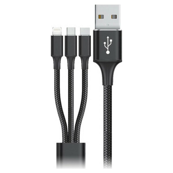 Cavo da USB a Micro USB, USB-C e Lightning Goms Nero 1, 2 m-0