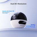 EZVIZ C7 Telecamera Wi-Fi Interno 4MP con Doppia Lente, Videocamera Sorveglianza Interno a 360°, Rilevamento di Persone/Animali, Audio Bidirezionale, Visione Notturna, Modalità Pattugliamento/Privacy EZVIZ