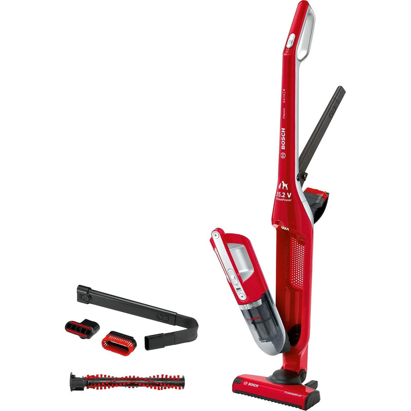 Bosch Flexxo Serie 4 Aspirapolvere Ricaricabile senza Fili Bosch Scopa Elettrica e Aspirabriciole 2in1 con Kit Accessori per ProAnimal Integrati 25.2V Rosso