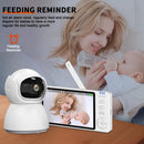 QIAKEFE Babyphone Camera da 5" senza WiFi 2.4G, monitor bambino con telecamera girevole a 350°, visione notturna automatica, citofono bidirezionale, doppia fotocamera, rilevamento della temperatura QIAKEFE