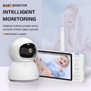 QIAKEFE Babyphone Camera da 5" senza WiFi 2.4G, monitor bambino con telecamera girevole a 350°, visione notturna automatica, citofono bidirezionale, doppia fotocamera, rilevamento della temperatura QIAKEFE