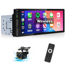 Hodozzy Wireless Carplay Autoradio 1 Din Android Auto con 6.86 Pollici IPS Schermo, Stereo Auto Bluetooth, Touchscreen con Mirror Link/FM/USB/AUX/SWC/Controllo Vocale+ Telecamera Retromarcia Hodozzy