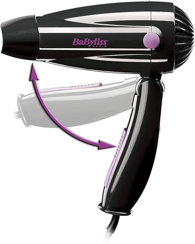 BaByliss 5250E Voyage Asciugacapelli da Viaggio con Manico Pieghevole, 1200 W