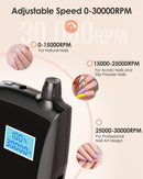 Beloving Trapano portatile per unghie, 30.000 giri/min, professionale, ricaricabile, con display di velocità, fasce abrasive e punte, per unghie in gel acrilico per manicure, pedicure, uso domestico e