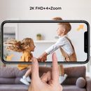BOIFUN 2K Baby Monitor WiFi, Telecamera 360° con Luci Notturne e Display LCD 5" 3MP, Controllo da App e Monitor, Auto Tracking, Rilevamento Movimento e Suono IA BOIFUN