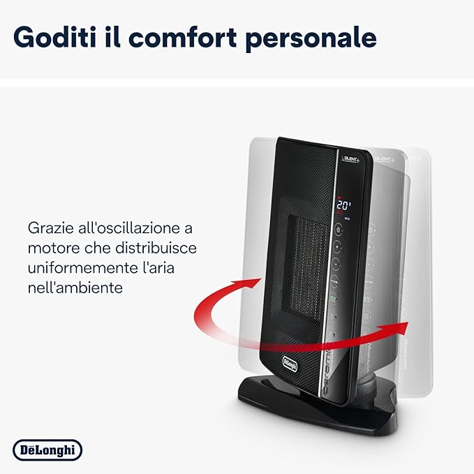 De'Longhi DCH7993ER.BC Termoventilatore Verticale, Tecnologia ceramica, Silenzioso, 3 livelli di potenza