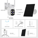 REIGY 4MP Telecamera WIFI Esterno Batteria Senza FIli, 360° Videocamera Sorveglianza con Pannello Solare, Rilevazione di Movimento PIR, Audio a 2 Vie, IP65, Supporto 2,4GHz/5GHz REIGY