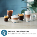 PHILIPS Serie 3300 Macchina da caffè automatica - 5 tipi di bevande, Touch screen a colori, Sistema LatteGo, SilentBrew, Macinacaffè in ceramica al 100%, Filtro AquaClean. Cromato Nero (EP3326/90)