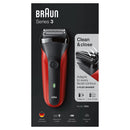 Braun Series 3 300s Rasoio Elettrico Ricaricabile, Rasoio Da Barba Per Uomo, Rosso BRAUN