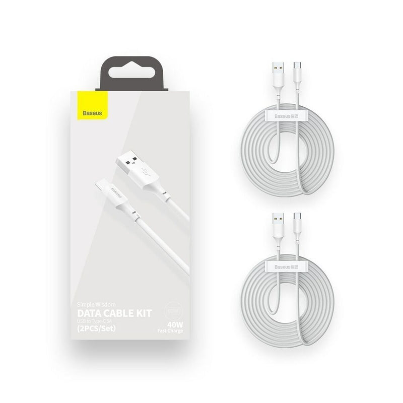 Cavo USB A con USB C Baseus TZCATZJ-02 Bianco 1,5 m (2 Unità)-0