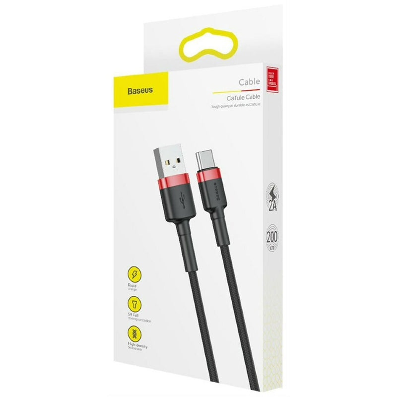 Cavo USB A con USB C Baseus Cafule Nero 2 m-3