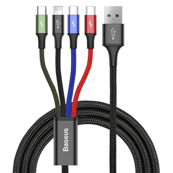 Cavo da USB a Micro USB, USB-C e Lightning Baseus CA1T4-B01 Nero 1,2 m-0