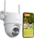 Telecamera Topcony 2K  Wi-Fi Esterno Senza Fili con Pannello Solare, 360° PTZ Videocamera Sorveglianza WiFi con Visione Notturna a Colori 15m, Rilevamento Umano PIR, 2 Vie Audio, Sirena,IP65 (grigio) Topcony