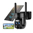 BEENOZO [ 8X Zoom ] 4K 5Dbi Telecamera Wi-Fi Esterno Batteria senza fili,360°PTZ Videocamera Sorveglianza con Pannello Solare,Visione Notturna a Colori,Rilevazione di Movimento PIR,Audio a 2 Vie,IP66 BEENOZO