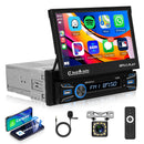 Hodozzy 1 DIN Autoradio con Scomparsa Schermo Motorizzato 7 Pollici Tattile Retrattile Carplay Senza Fili Android Auto, Radio Touch Screen Stereo Auto 1 Din Bluetooth FM/USB AUX+ Retrocamera Hodozzy