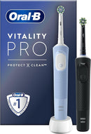 Oral-B Spazzolino Elettrico Ricaricabile Vitality Pro Nero e Blu, 2 testine. Confezione da 2 Spazzolini oral b