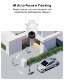 COCOCAM 24/7 Registrazione AOV Telecamera Wi-Fi Esterno Senza Fili Solare con Batteria 10000mAh Pannello Solare 8W, 2K PTZ, Rilevamento AI, Tracking AI, Visione Notturna 30 Metri, IP66 COCOCAM