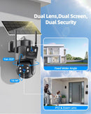 4K Telecamera Wi-Fi Esterno Senza Fili con Pannello Solare,Doppio Obiettivo Videocamera Sorveglianza WiFi Abiso