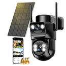 4K Telecamera Wi-Fi Esterno Senza Fili con Pannello Solare,Doppio Obiettivo Videocamera Sorveglianza WiFi Abiso