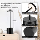 HYMZP Lampada da Tavolo Senza Fili，5000mAh Ricaricabile LED Eye-Protect Lampada da Tavolo,Dimmerabile, Lampada in metallo, per Sala da Pranzo,Camera da Letto,All'aperto(Nero) HYMZP