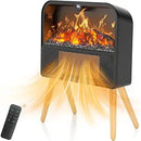 Stufa elettrica per camino  stufa elettrica ultrasottile con fiamma realistica e supporto in legno massello, stufa portatile da 17" per piccoli spazi con timer da 1 a 12 ore,  1500W DeLonghi