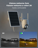 COCOCAM 24/7 Registrazione AOV Telecamera Wi-Fi Esterno Senza Fili Solare con Batteria 10000mAh Pannello Solare 8W, 2K PTZ, Rilevamento AI, Tracking AI, Visione Notturna 30 Metri, IP66 COCOCAM