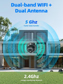 8MP - Telecamera di sorveglianza WiFi esterna/interna, monitoraggio automatico, 360° PTZ BEENOZO